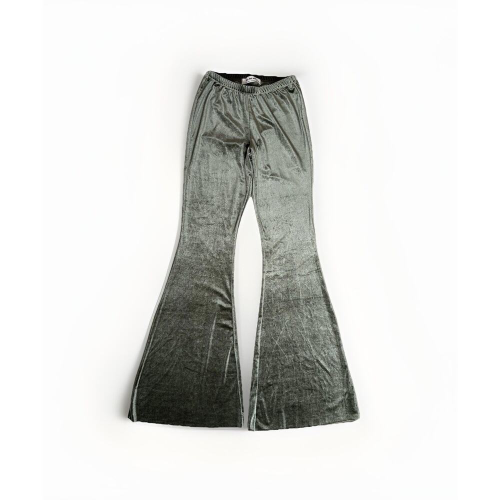 Three Bird Nest Light Green Velvet Flare Legging Pants Size Small Festival